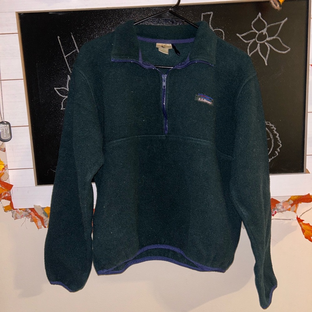 L.L. Bean Dark Green Zip-Up Sweater